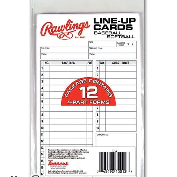 Rawlings System-17 Baseball & Softball Line-Up Cards - Picture 3 of 4